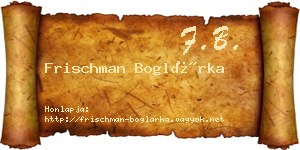 Frischman Boglárka névjegykártya